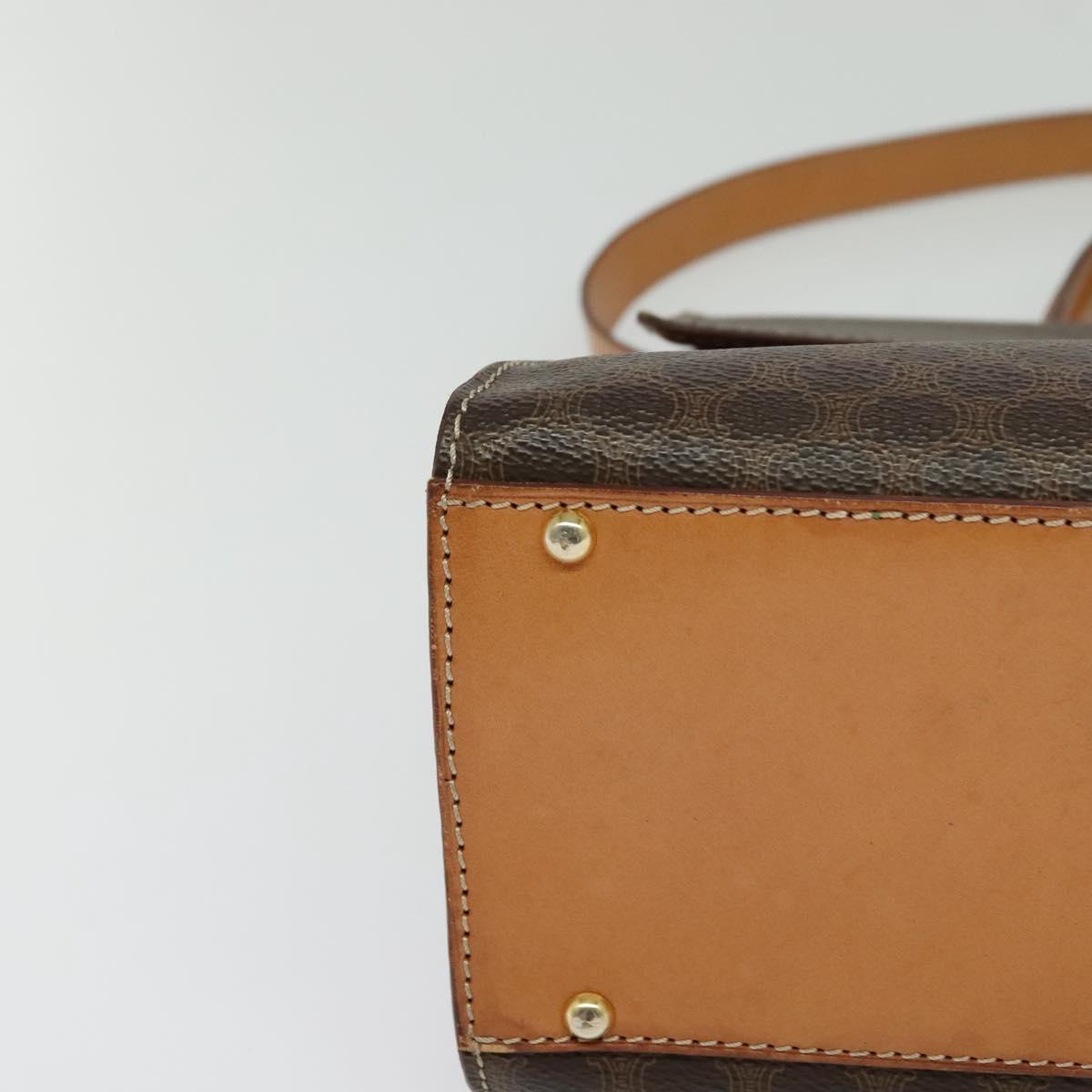 CELINE Macadam Canvas Hand Bag PVC Leather 2way Brown Gold Auth 124072