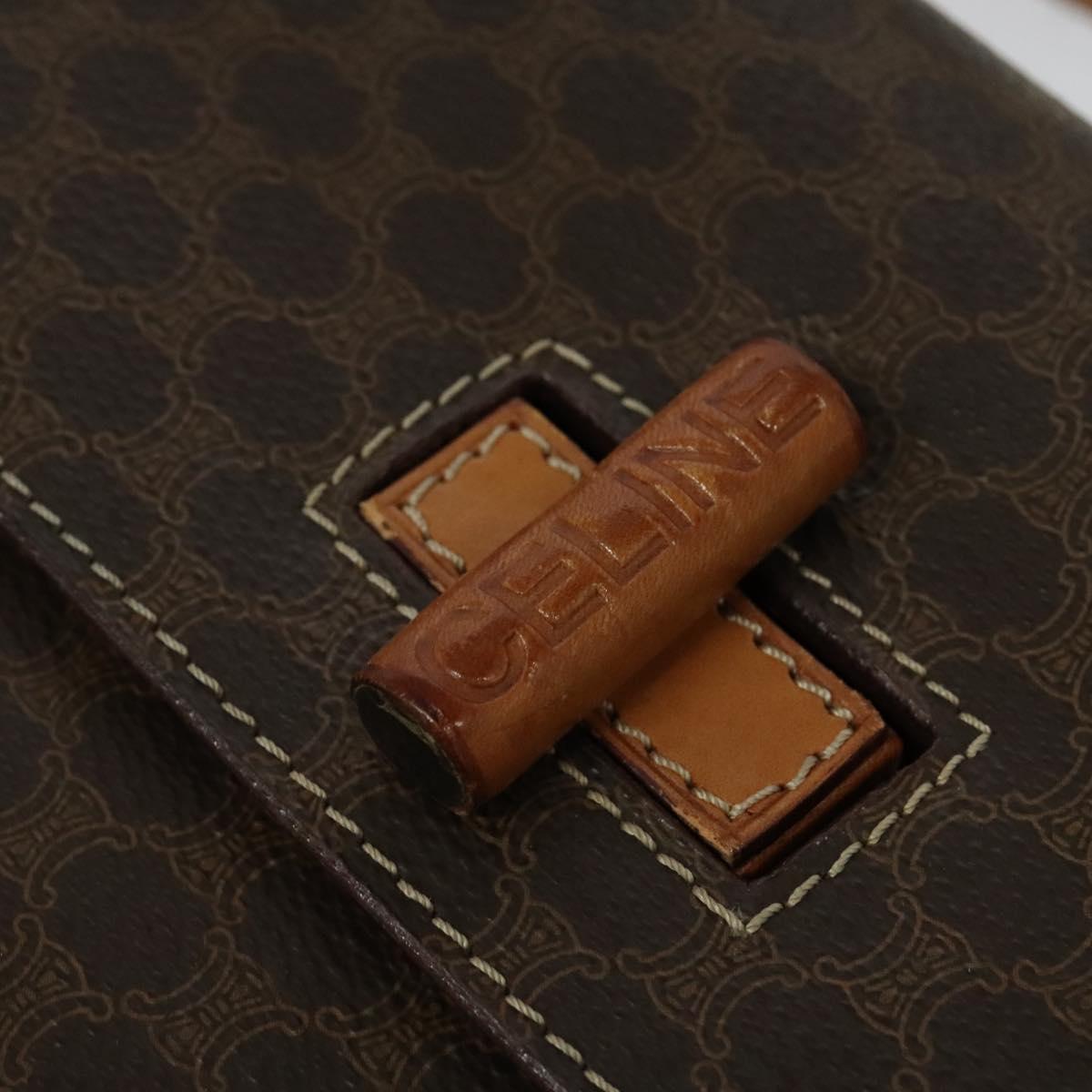 CELINE Macadam Canvas Hand Bag PVC Leather 2way Brown Gold Auth 124072