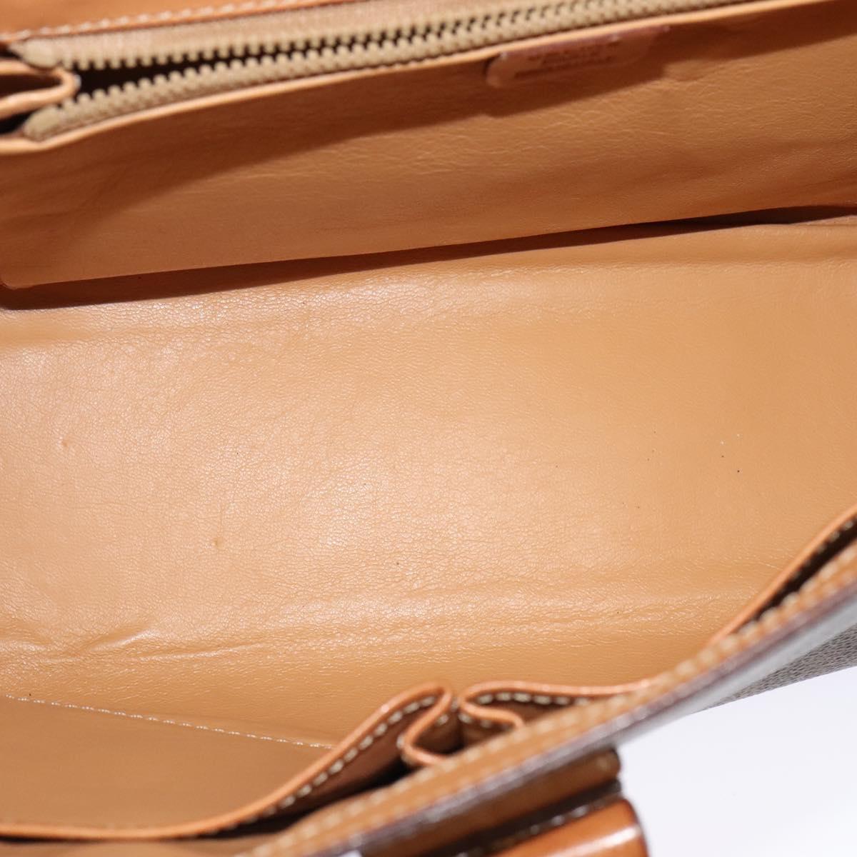 CELINE Macadam Canvas Hand Bag PVC Leather 2way Brown Gold Auth 124072