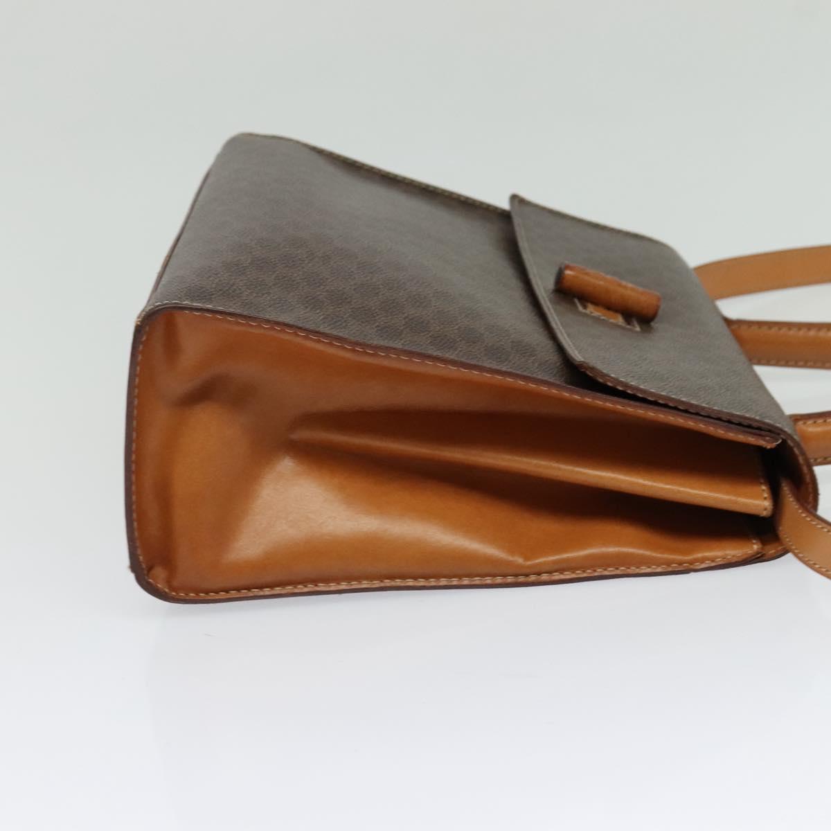 CELINE Macadam Canvas Hand Bag PVC Leather 2way Brown Gold Auth 124072