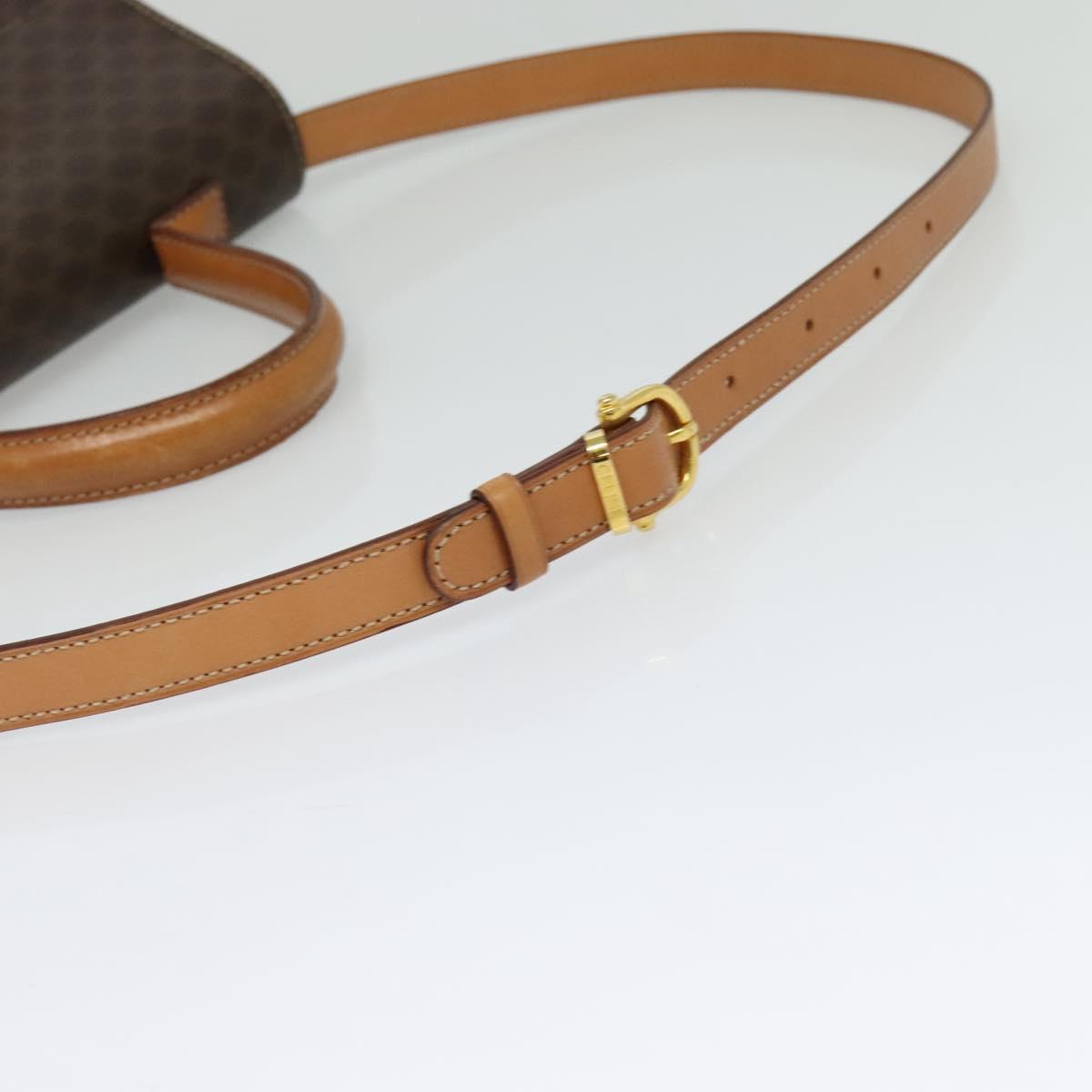 CELINE Macadam Canvas Hand Bag PVC Leather 2way Brown Gold Auth 124072