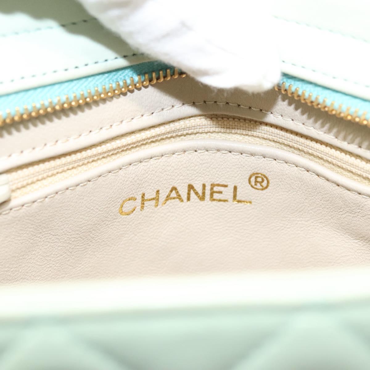 CHANEL Matelasse Chain Shoulder Bag Lamb Skin Peppermint Gold CC Auth 124074