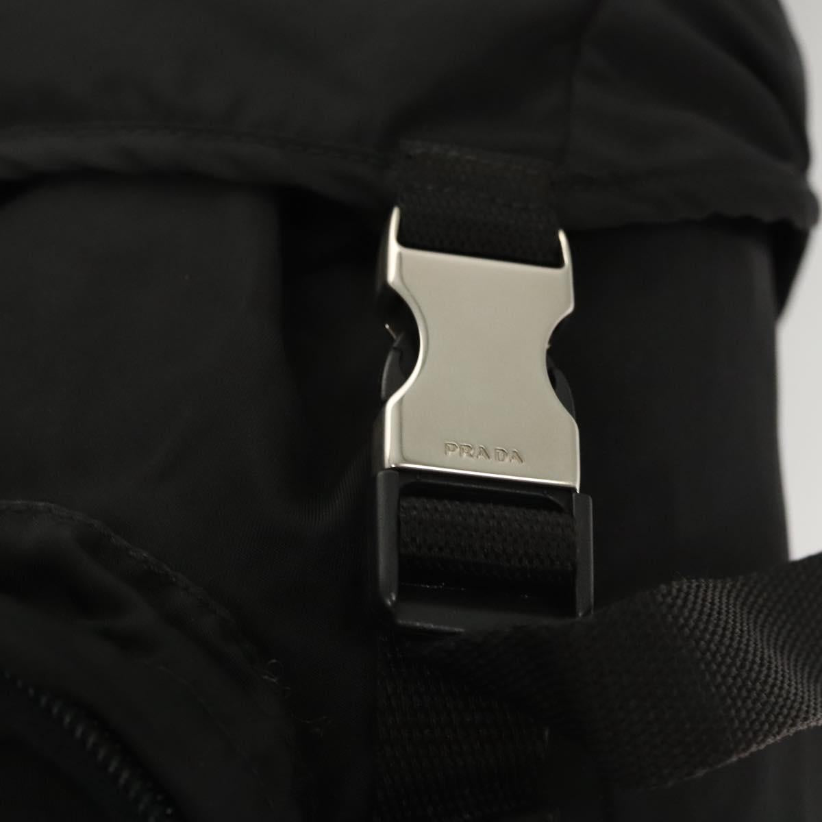 PRADA Backpack Nylon Black Silver Auth 124087