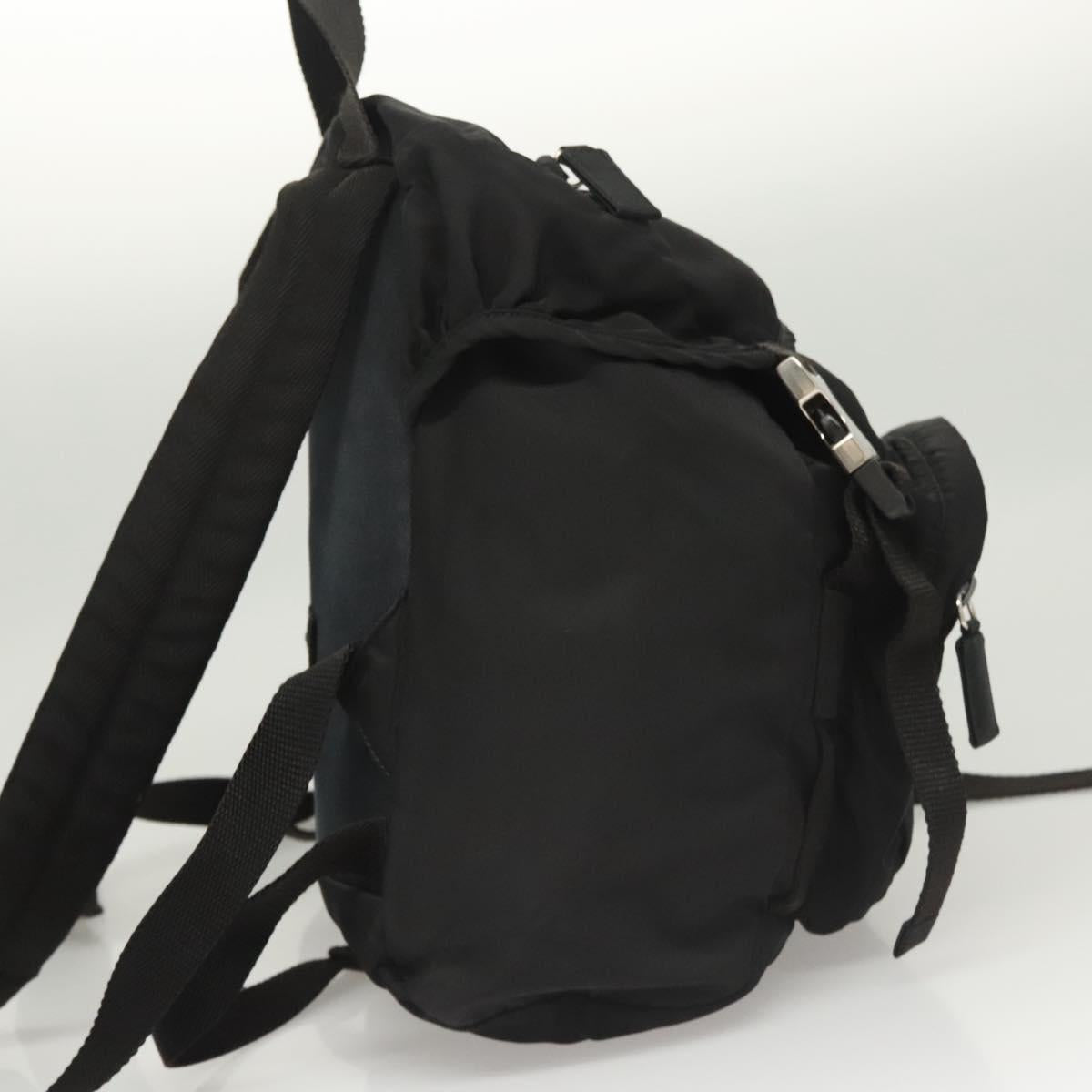 PRADA Backpack Nylon Black Silver Auth 124087