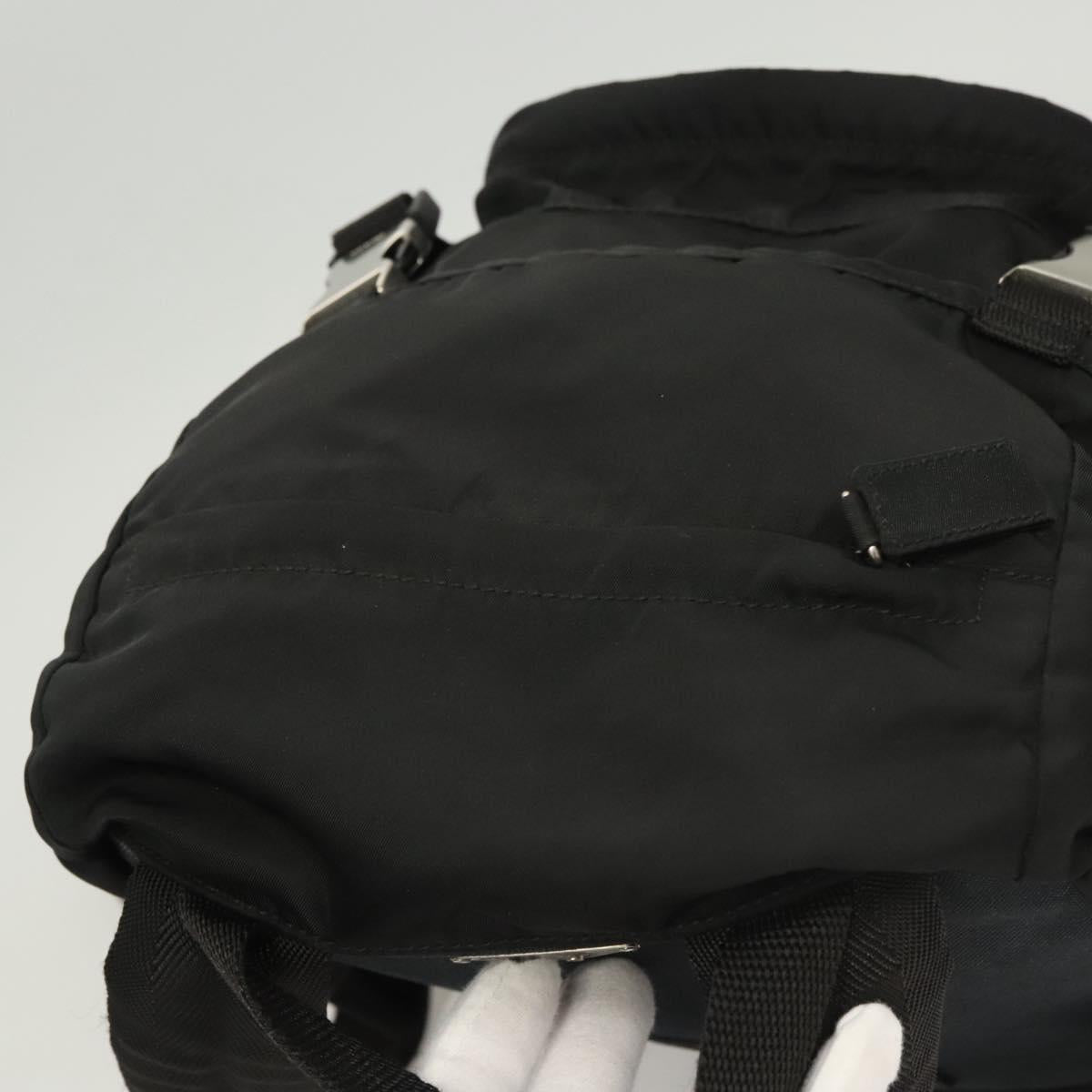 PRADA Backpack Nylon Black Silver Auth 124087