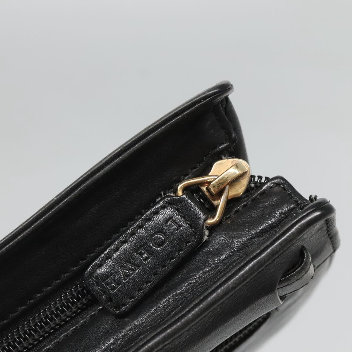 LOEWE Anagram Clutch Bag Leather Black Gold Auth 124098