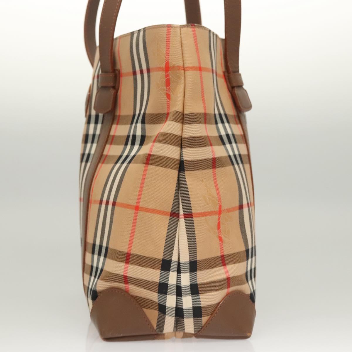 BURBERRY Nova Check Tote Bag Canvas Beige Auth 124112
