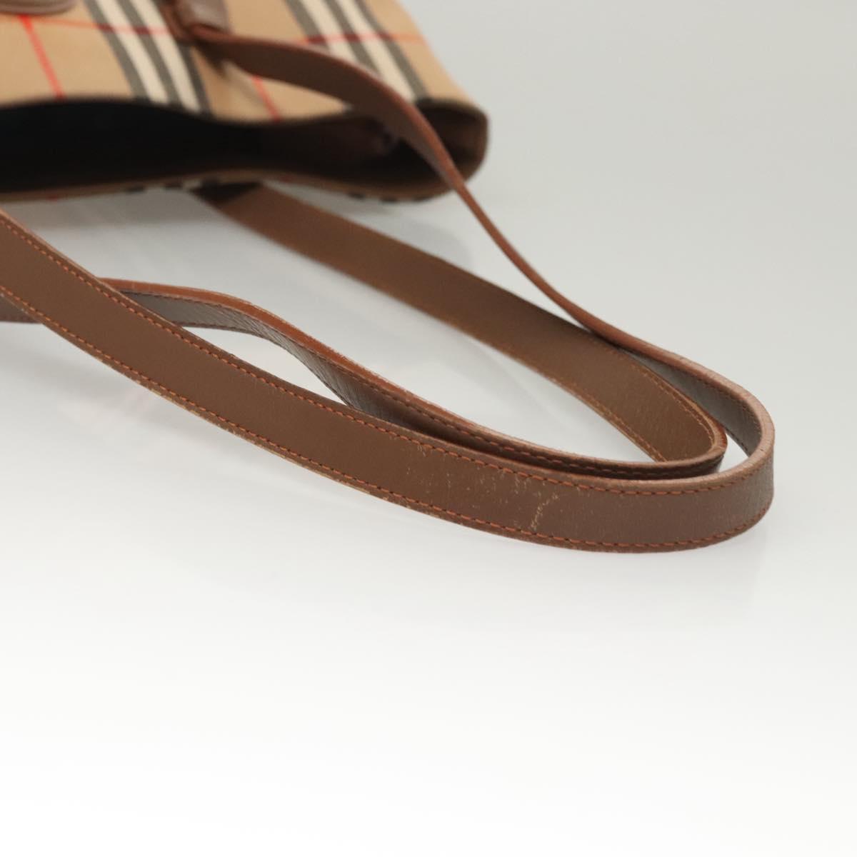 BURBERRY Nova Check Tote Bag Canvas Beige Auth 124112