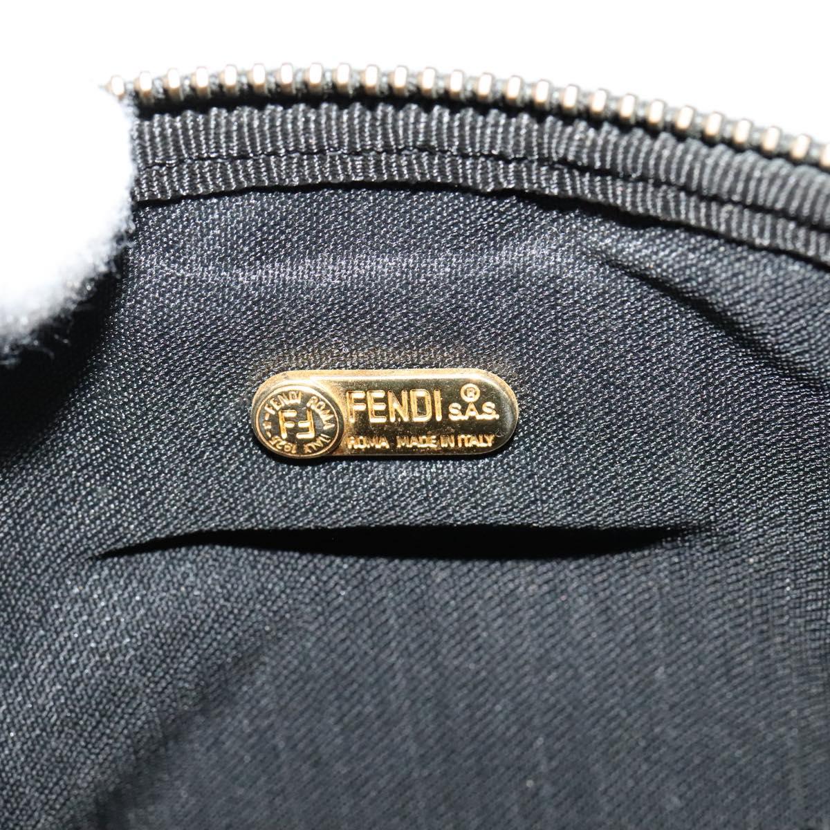 FENDI Pecan Canvas Shoulder Bag PVC Brown Black gold Auth 124174