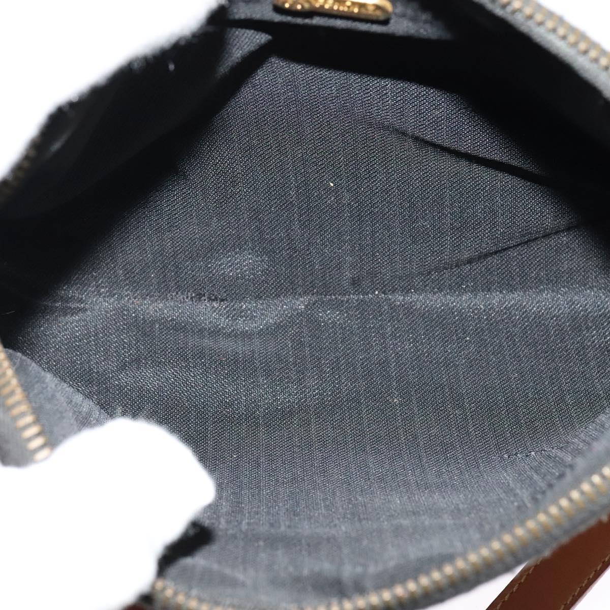 FENDI Pecan Canvas Shoulder Bag PVC Brown Black gold Auth 124174
