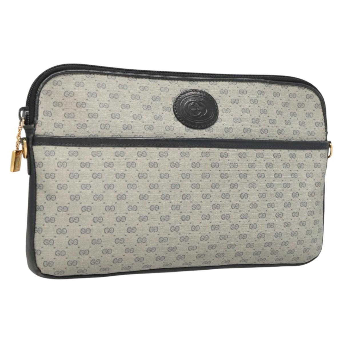 GUCCI Micro GG Supreme Shoulder Bag PVC Navy Gold 004 92 0230 Auth 124193