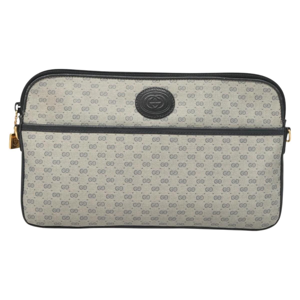 GUCCI Micro GG Supreme Shoulder Bag PVC Navy Gold 004 92 0230 Auth 124193