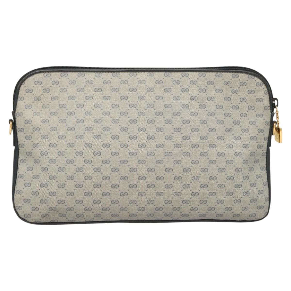 GUCCI Micro GG Supreme Shoulder Bag PVC Navy Gold 004 92 0230 Auth 124193