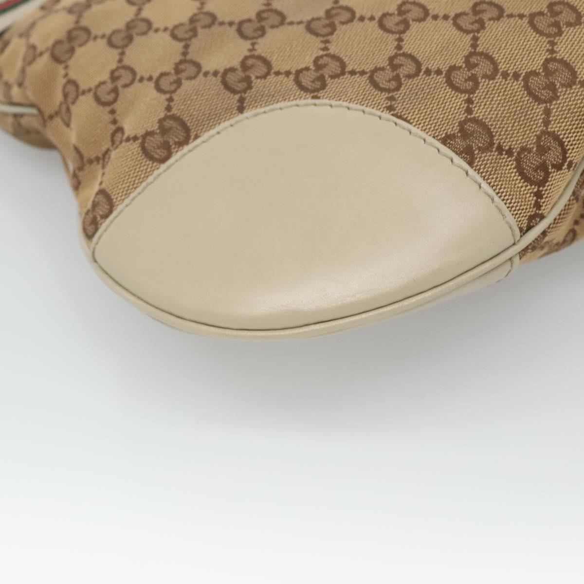 GUCCI GG Canvas Web Sherry Line Shoulder Bag Beige Gold 257065 Auth 124204