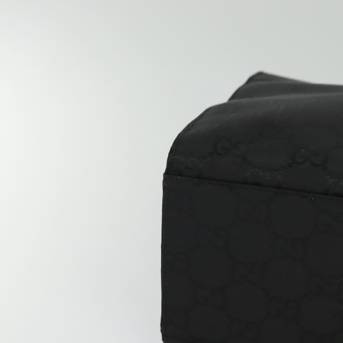 GUCCI Bamboo GG Canvas Hand Bag Nylon Black Silver Auth 124205