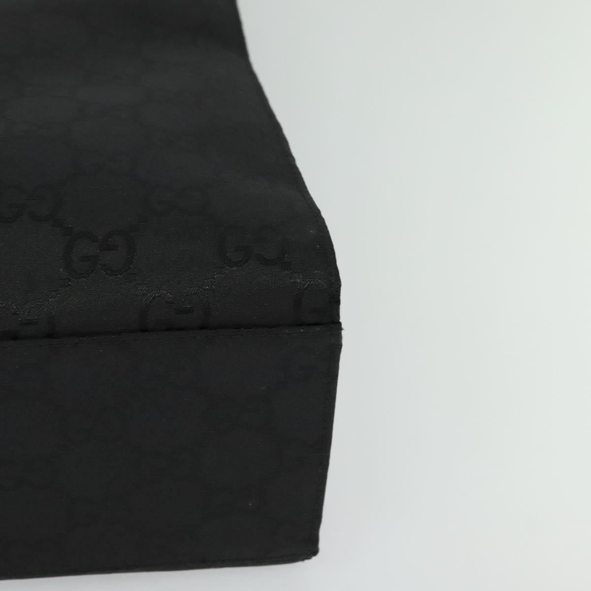 GUCCI Bamboo GG Canvas Hand Bag Nylon Black Silver Auth 124205