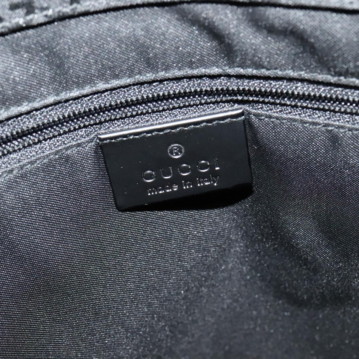 GUCCI Bamboo GG Canvas Hand Bag Nylon Black Silver Auth 124205