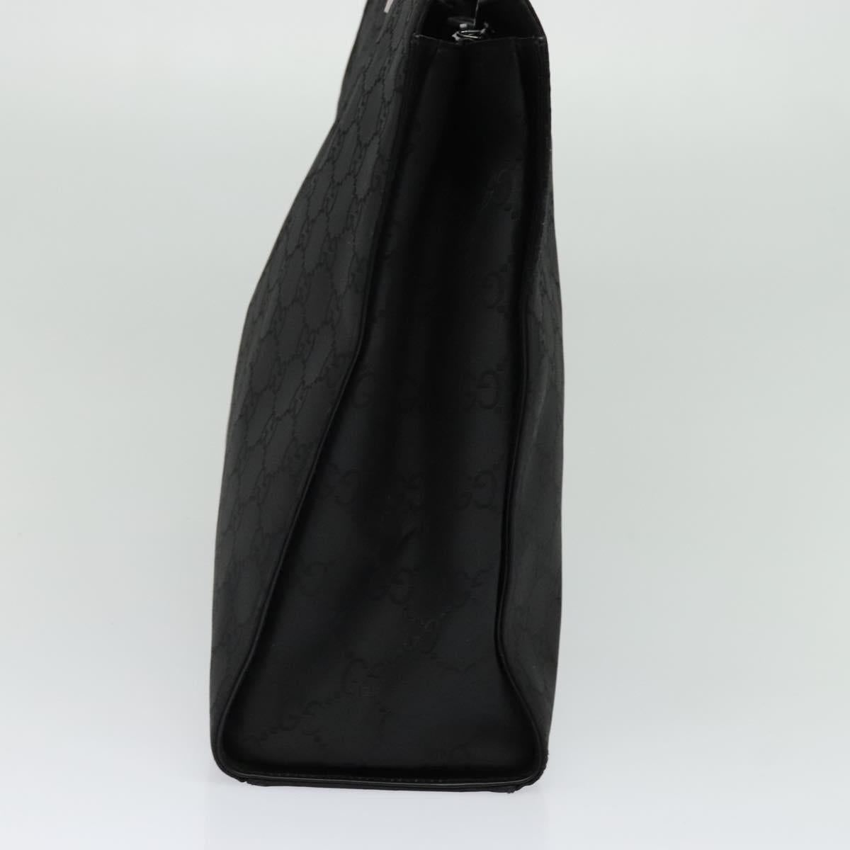 GUCCI Bamboo GG Canvas Hand Bag Nylon Black Silver Auth 124205