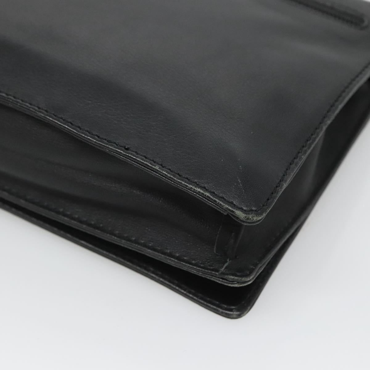 LOEWE Anagram Clutch Bag Leather Black Gold Auth 124222