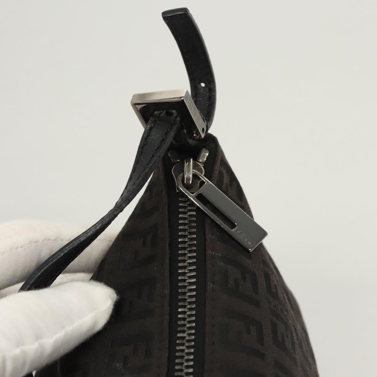 FENDI Zucchino Canvas Hand Bag Black Auth 124223