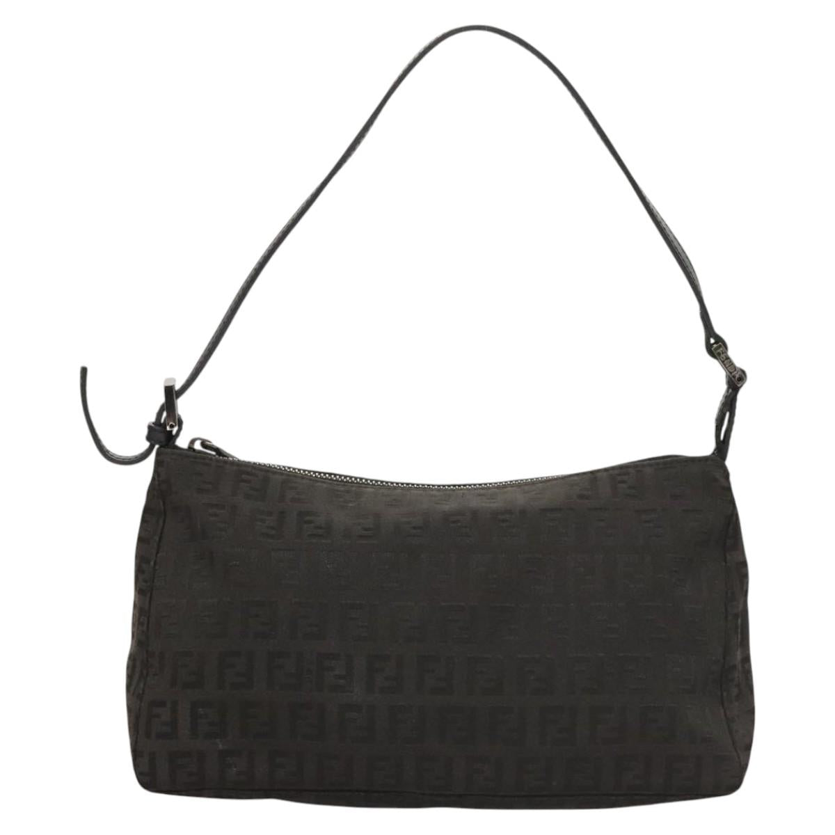 FENDI Zucchino Canvas Hand Bag Black Auth 124223