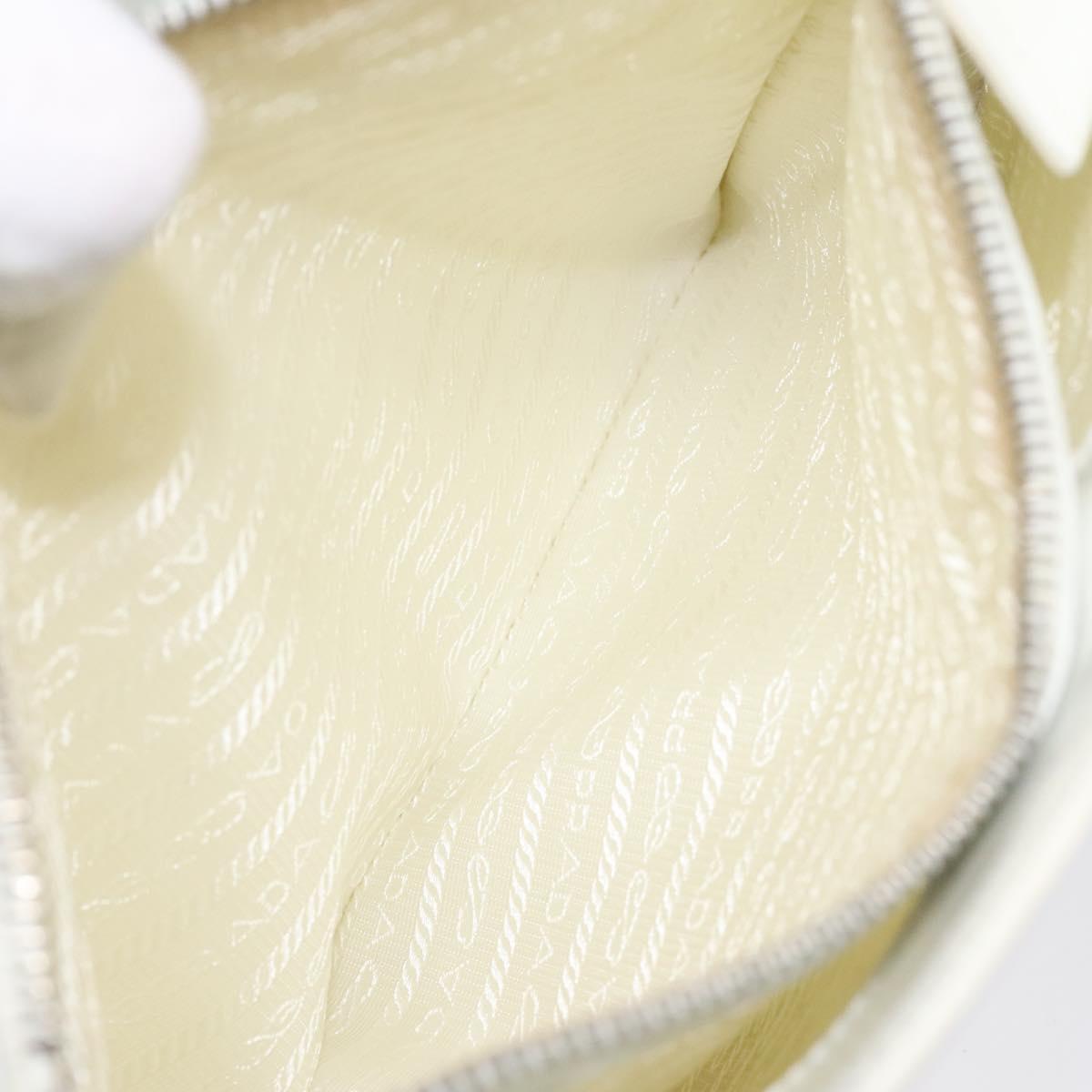 PRADA Shoulder Bag Patent leather White Auth 124227