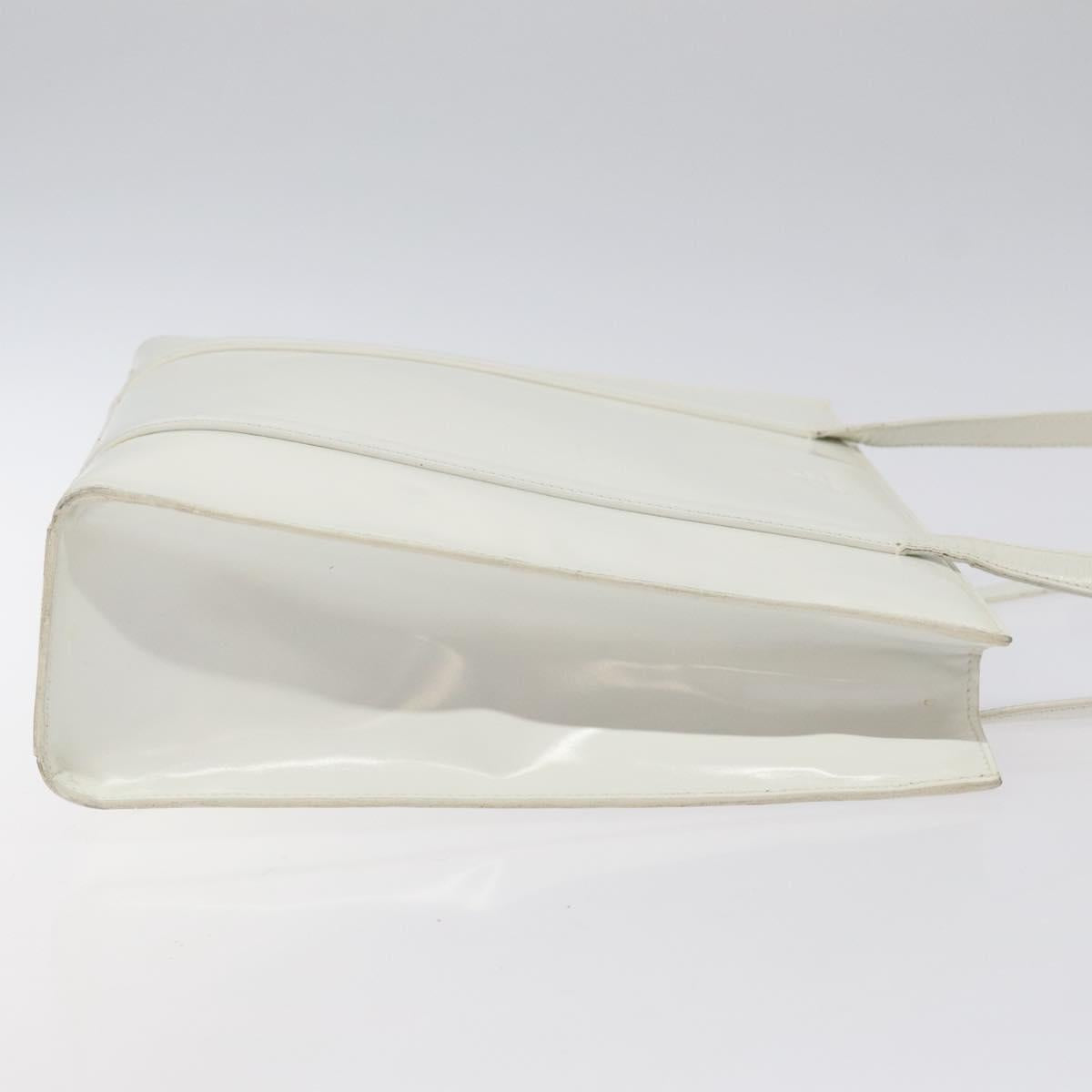 PRADA Shoulder Bag Patent leather White Auth 124227