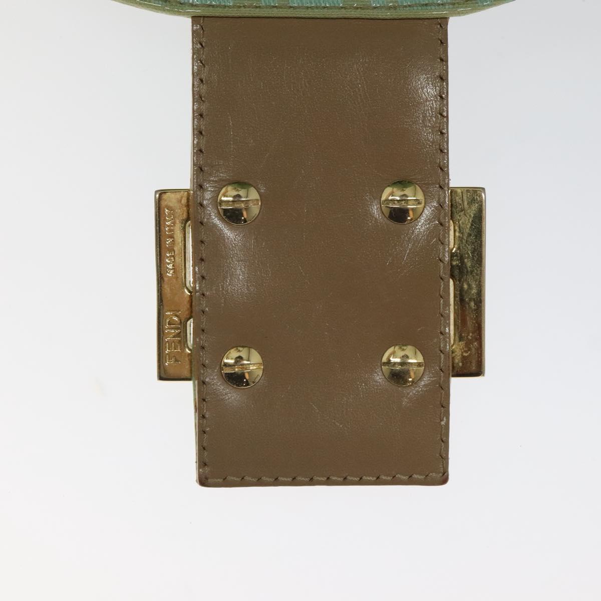 FENDI Zucchino Canvas Hand Bag Enamel Gold Light green Auth 124243