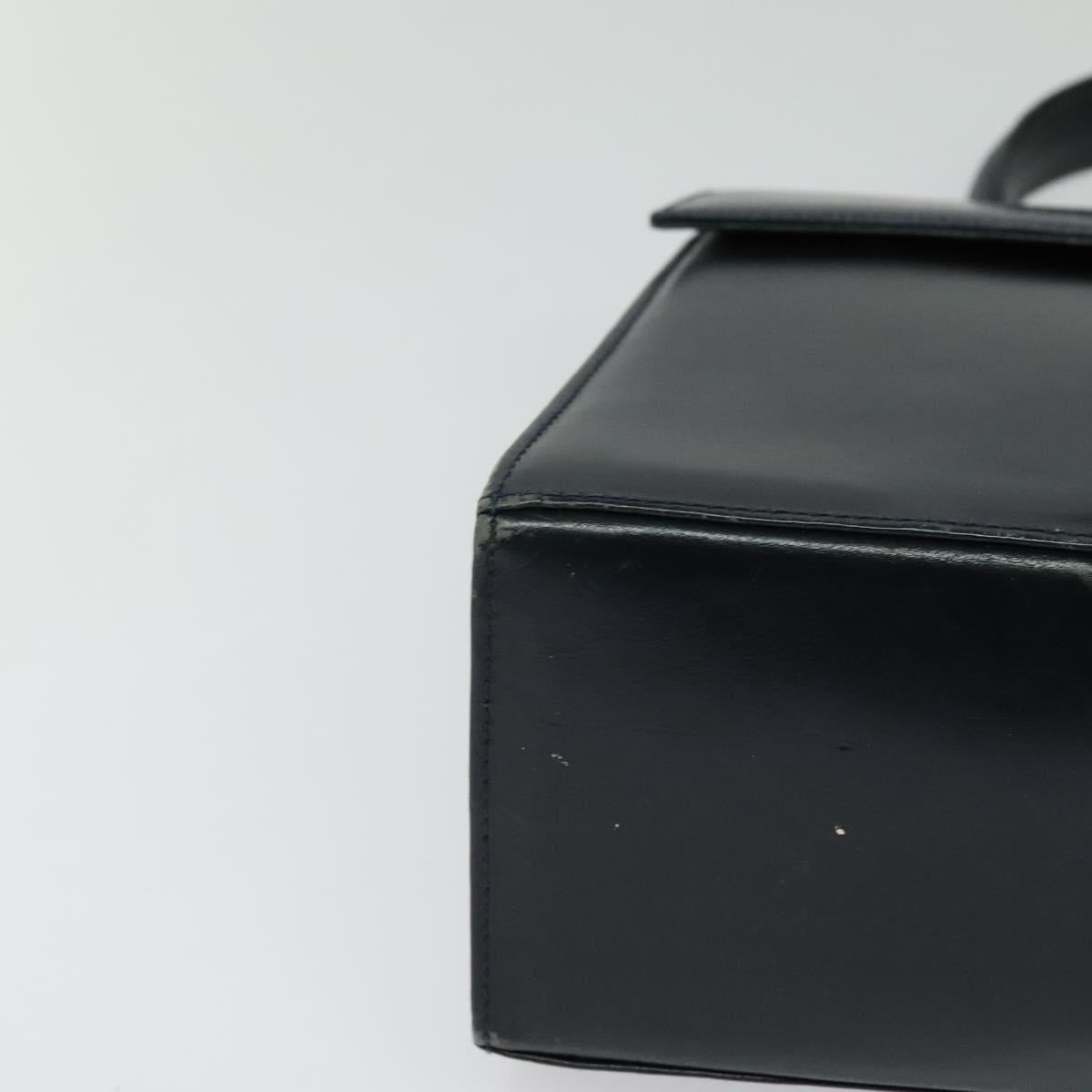 Salvatore Ferragamo Gancini Hand Bag Embossing 2way Navy Gold Auth 124251