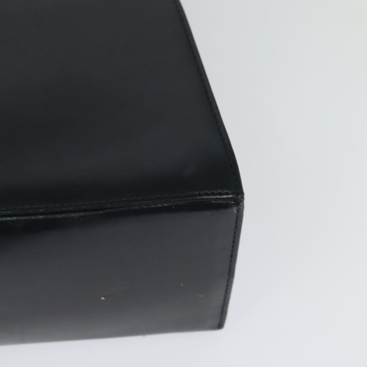 Salvatore Ferragamo Gancini Hand Bag Embossing 2way Navy Gold Auth 124251