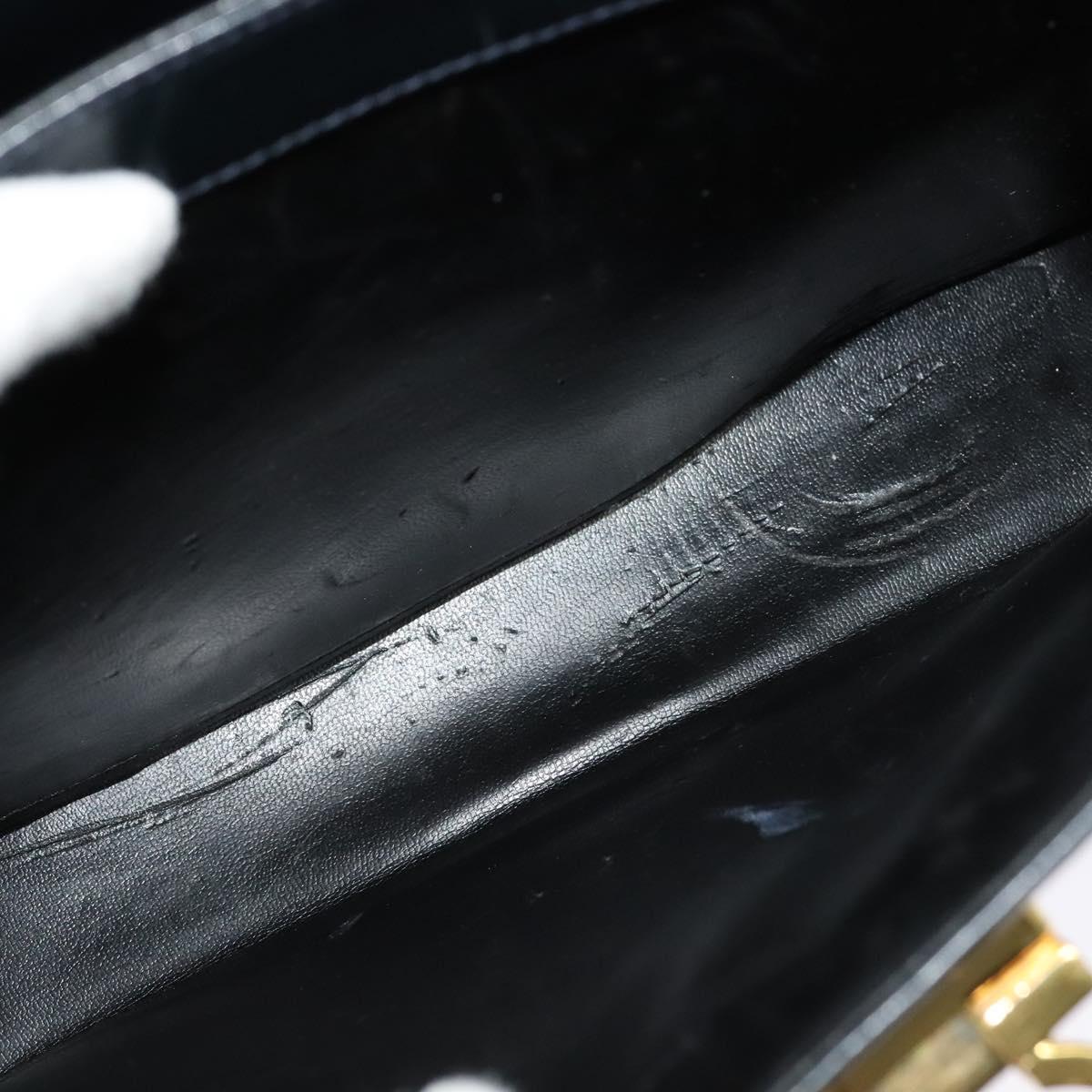 Salvatore Ferragamo Gancini Hand Bag Embossing 2way Navy Gold Auth 124251