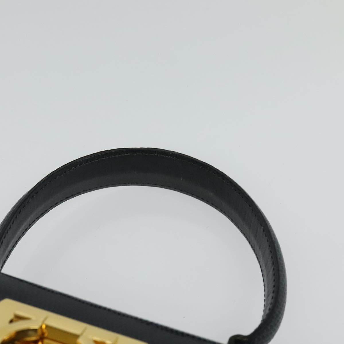 Salvatore Ferragamo Gancini Hand Bag Embossing 2way Navy Gold Auth 124251