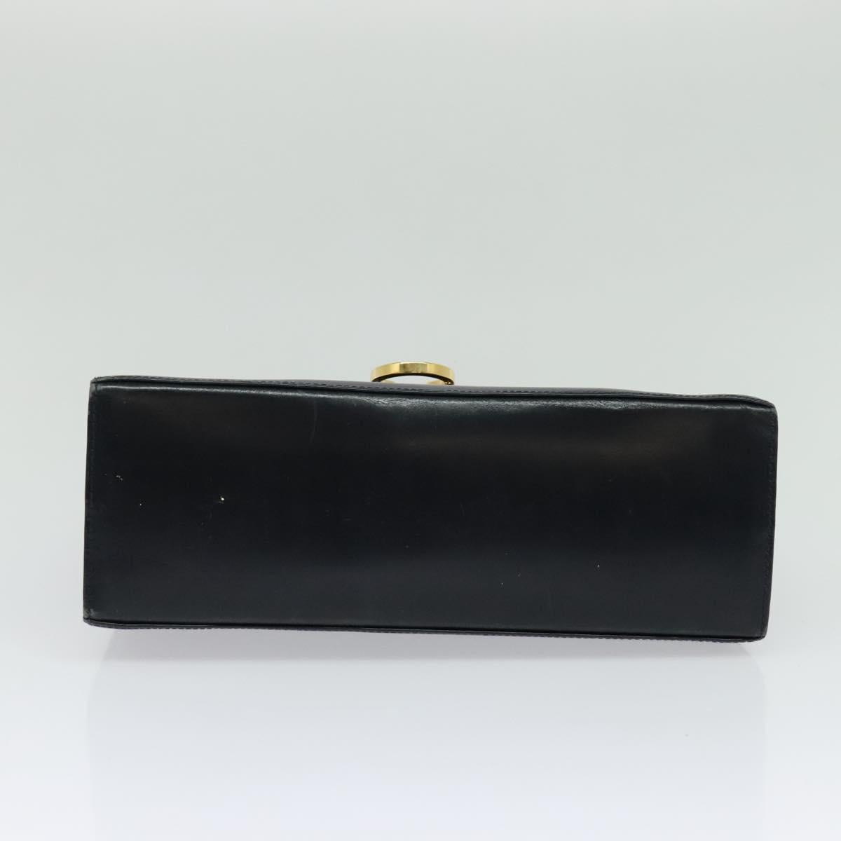 Salvatore Ferragamo Gancini Hand Bag Embossing 2way Navy Gold Auth 124251