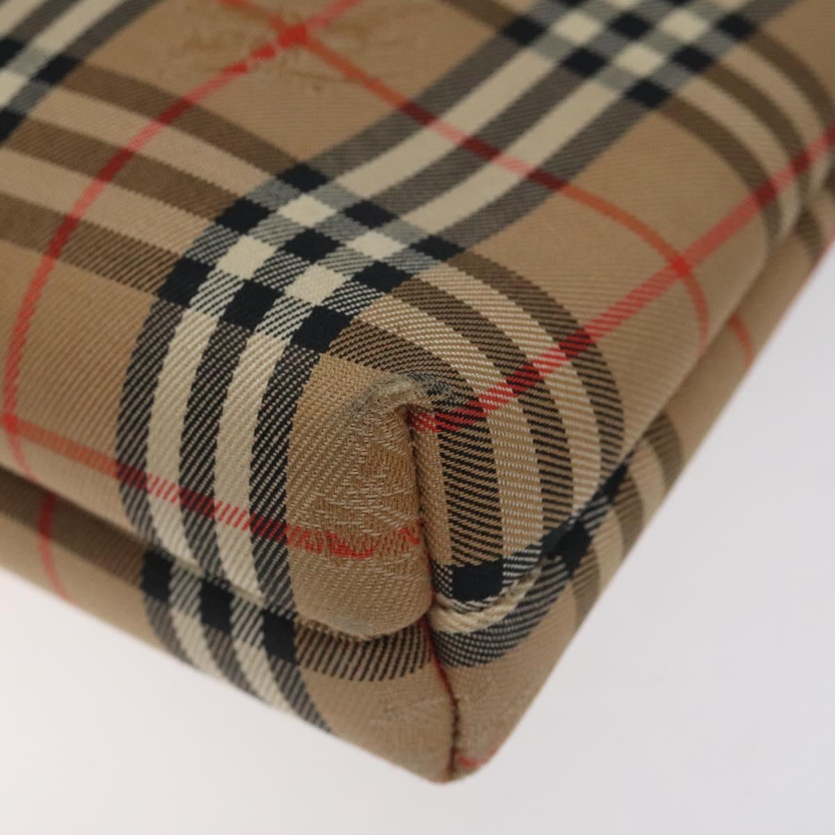 Burberrys Nova Check Pouch Canvas Beige Auth 124252