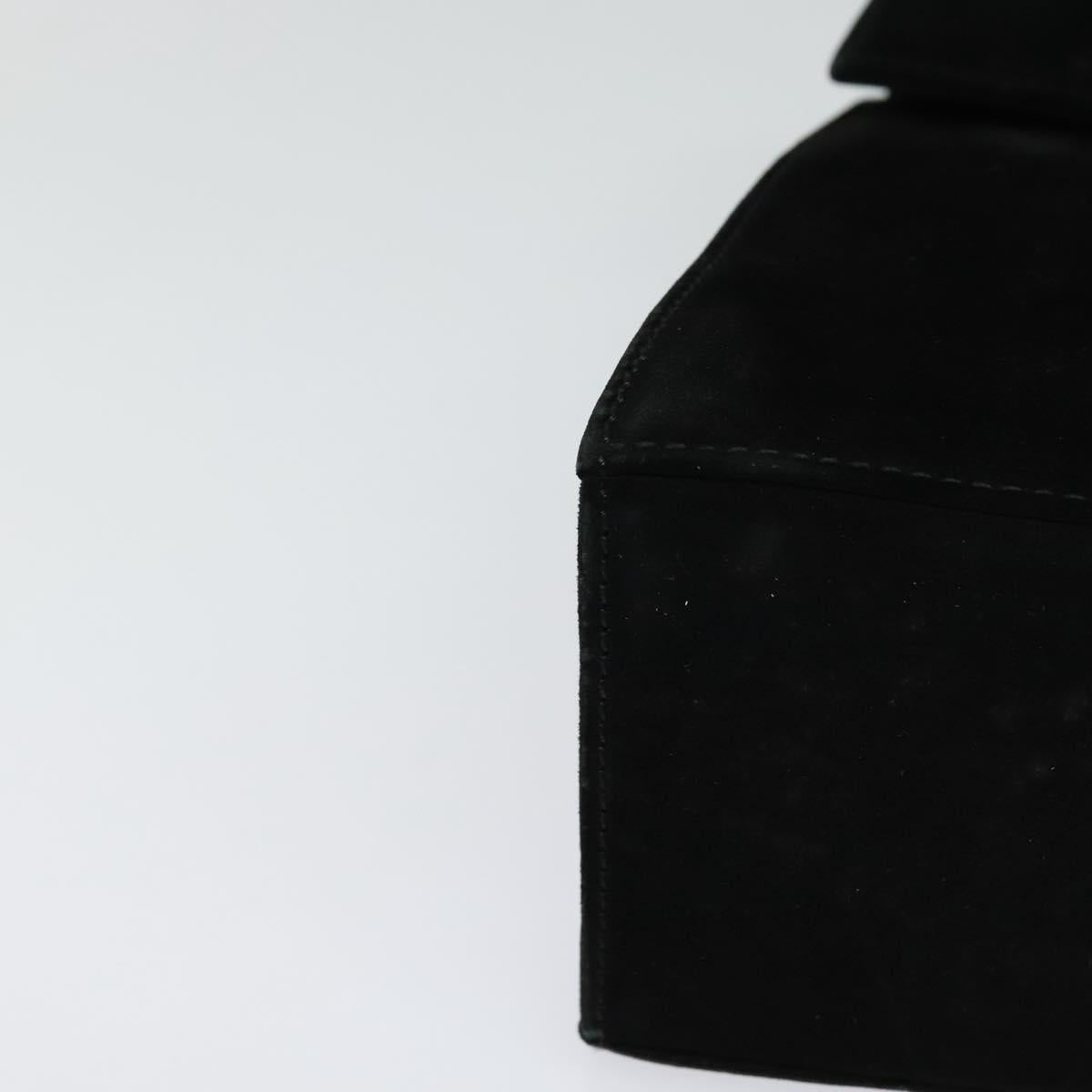 Salvatore Ferragamo Gancini Hand Bag Suede 2way Black Gold Auth 124270