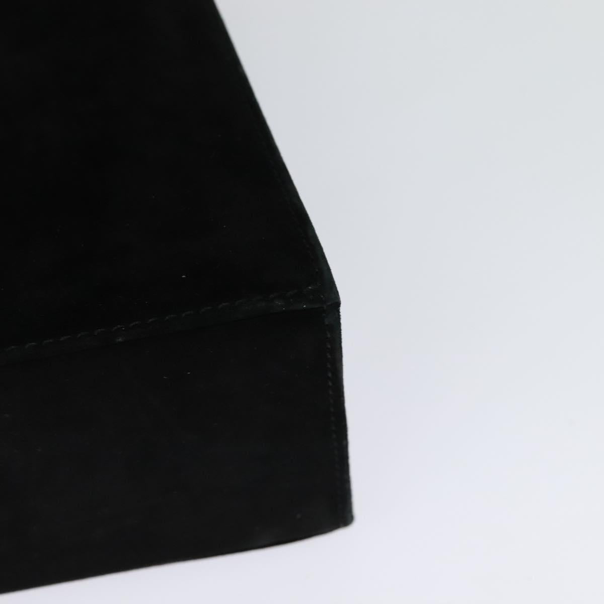 Salvatore Ferragamo Gancini Hand Bag Suede 2way Black Gold Auth 124270