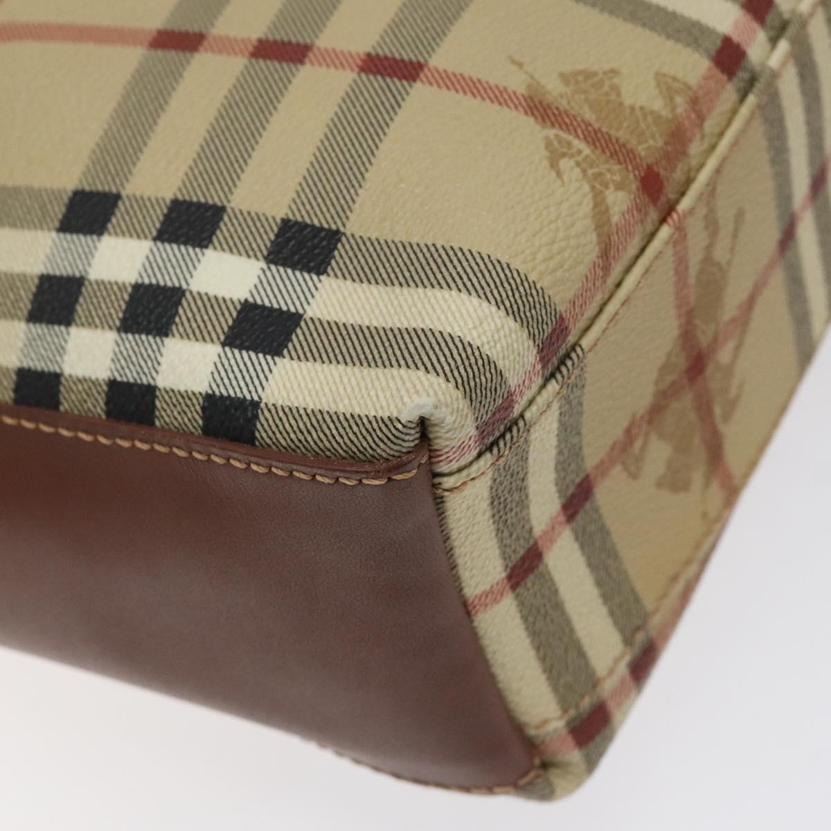 BURBERRY Nova Check Shoulder Bag PVC Beige Auth 124279