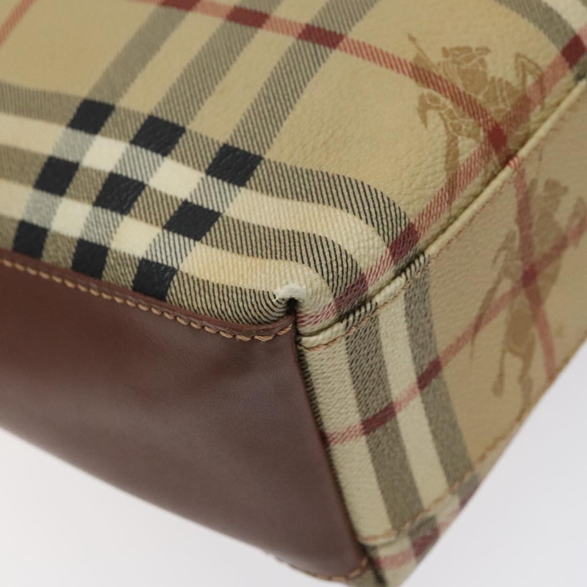 BURBERRY Nova Check Shoulder Bag PVC Beige Auth 124279