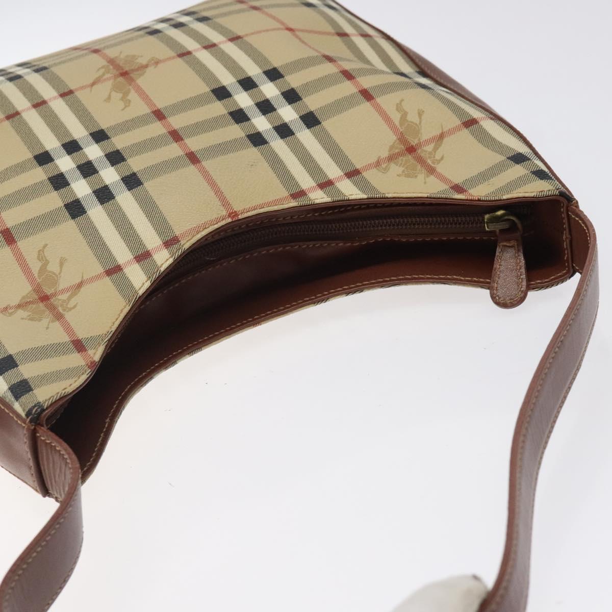 BURBERRY Nova Check Shoulder Bag PVC Beige Auth 124279