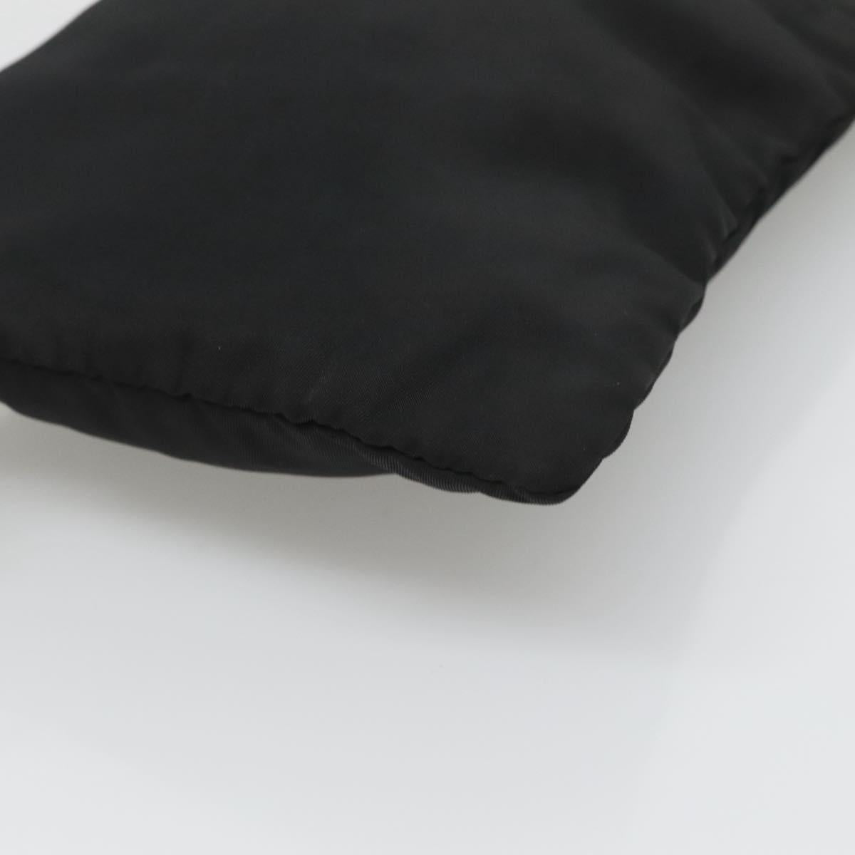 PRADA Shoulder Bag Nylon Black Silver Auth 124290