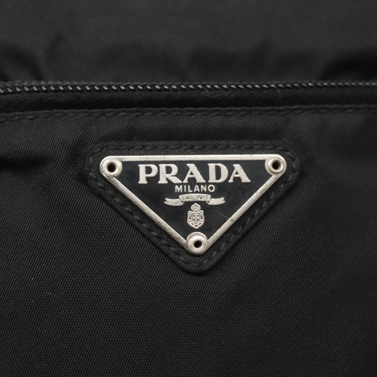 PRADA Shoulder Bag Nylon Black Silver Auth 124290