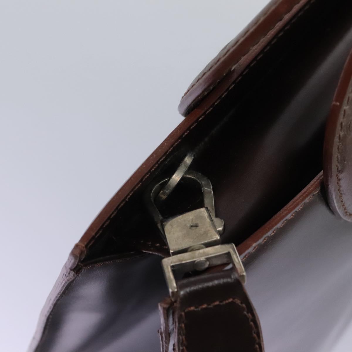 CELINE Hand Bag Leather 2way Dark Brown Gold Auth 124296