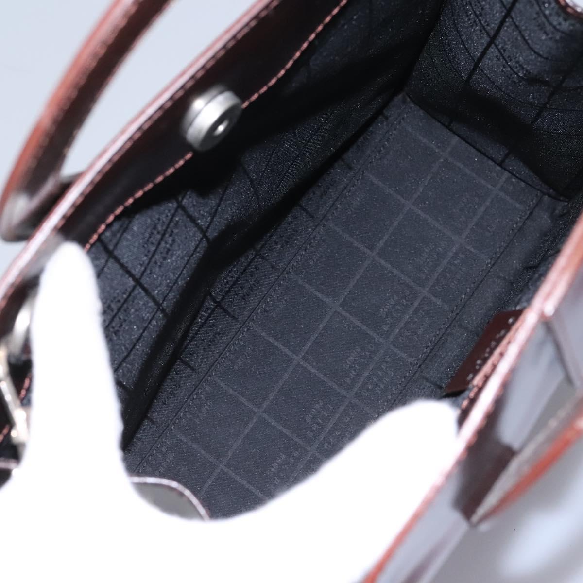 CELINE Hand Bag Leather 2way Dark Brown Gold Auth 124296