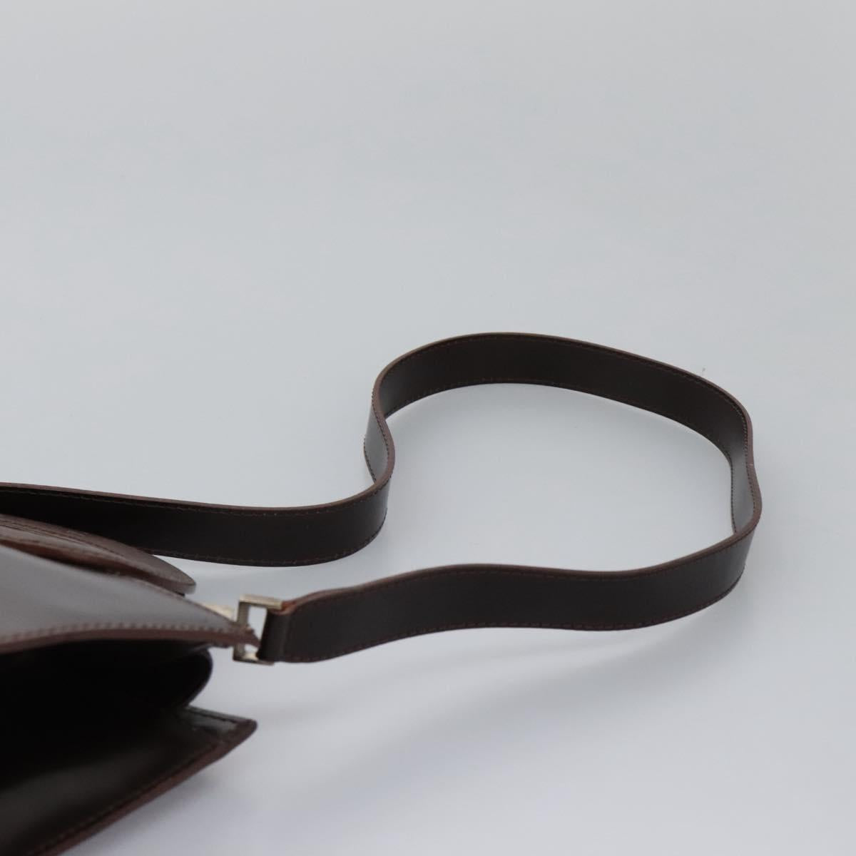 CELINE Hand Bag Leather 2way Dark Brown Gold Auth 124296