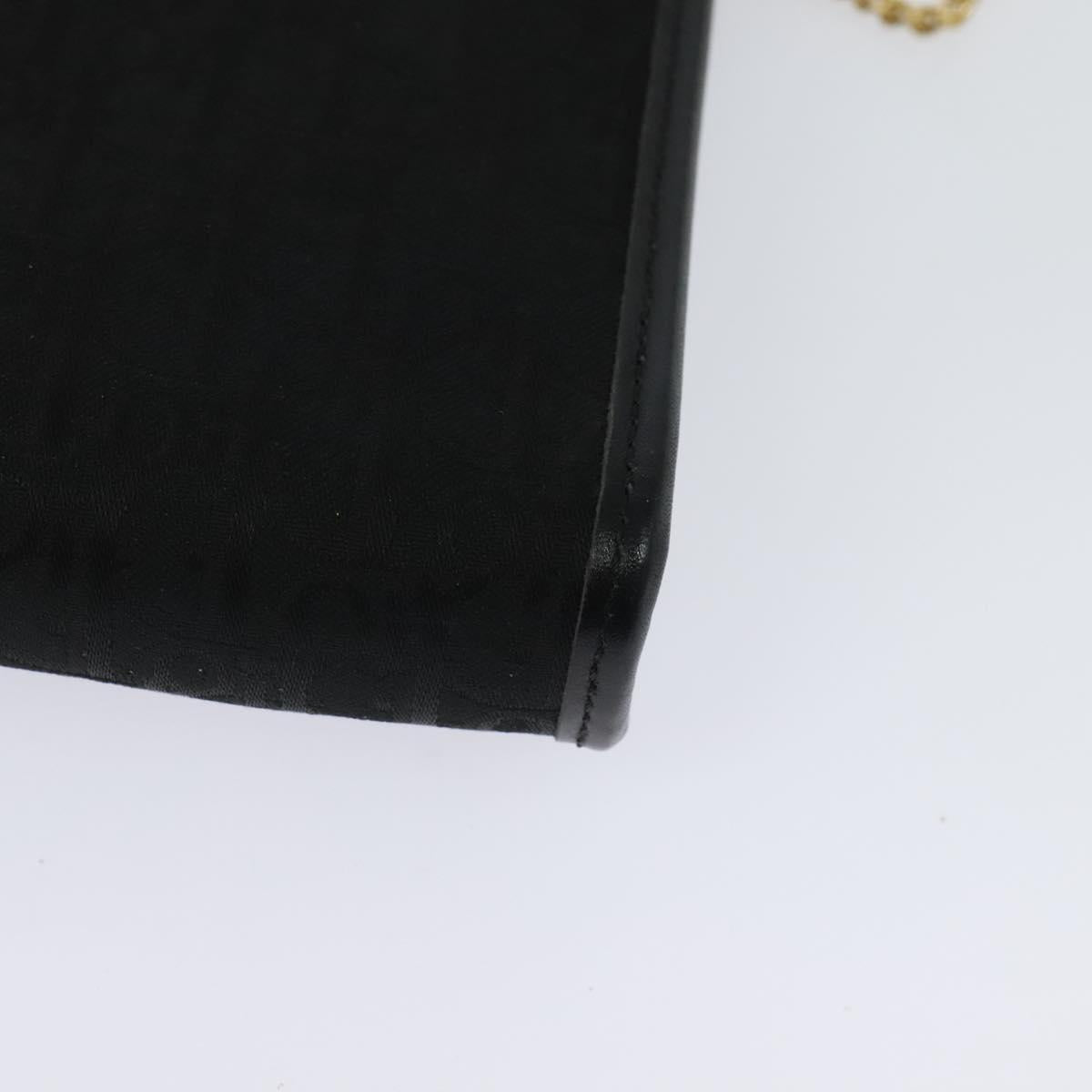 Christian Dior Trotter Canvas Chain Shoulder Bag Black Gold Auth 124297