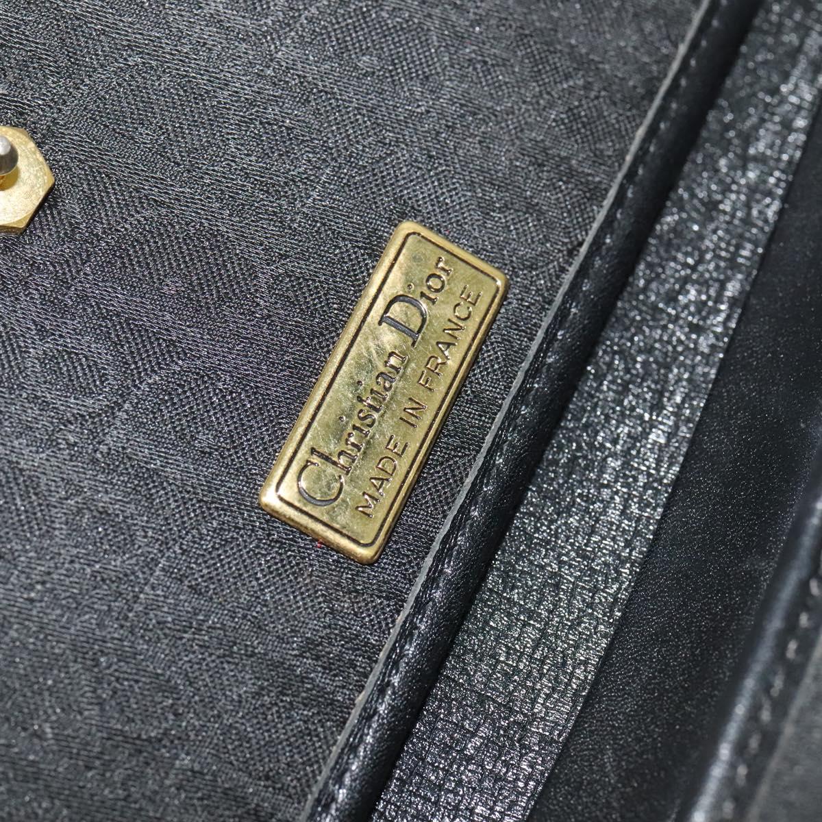 Christian Dior Trotter Canvas Chain Shoulder Bag Black Gold Auth 124297