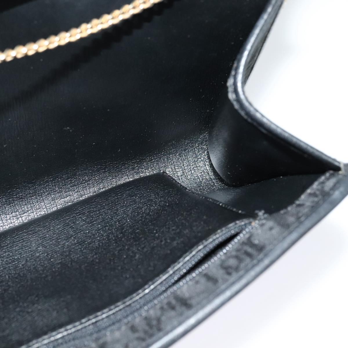 Christian Dior Trotter Canvas Chain Shoulder Bag Black Gold Auth 124297