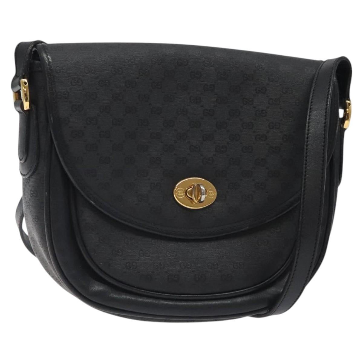 GUCCI Micro GG Canvas Shoulder Bag Black Gold 001 29 0930 Auth 124317