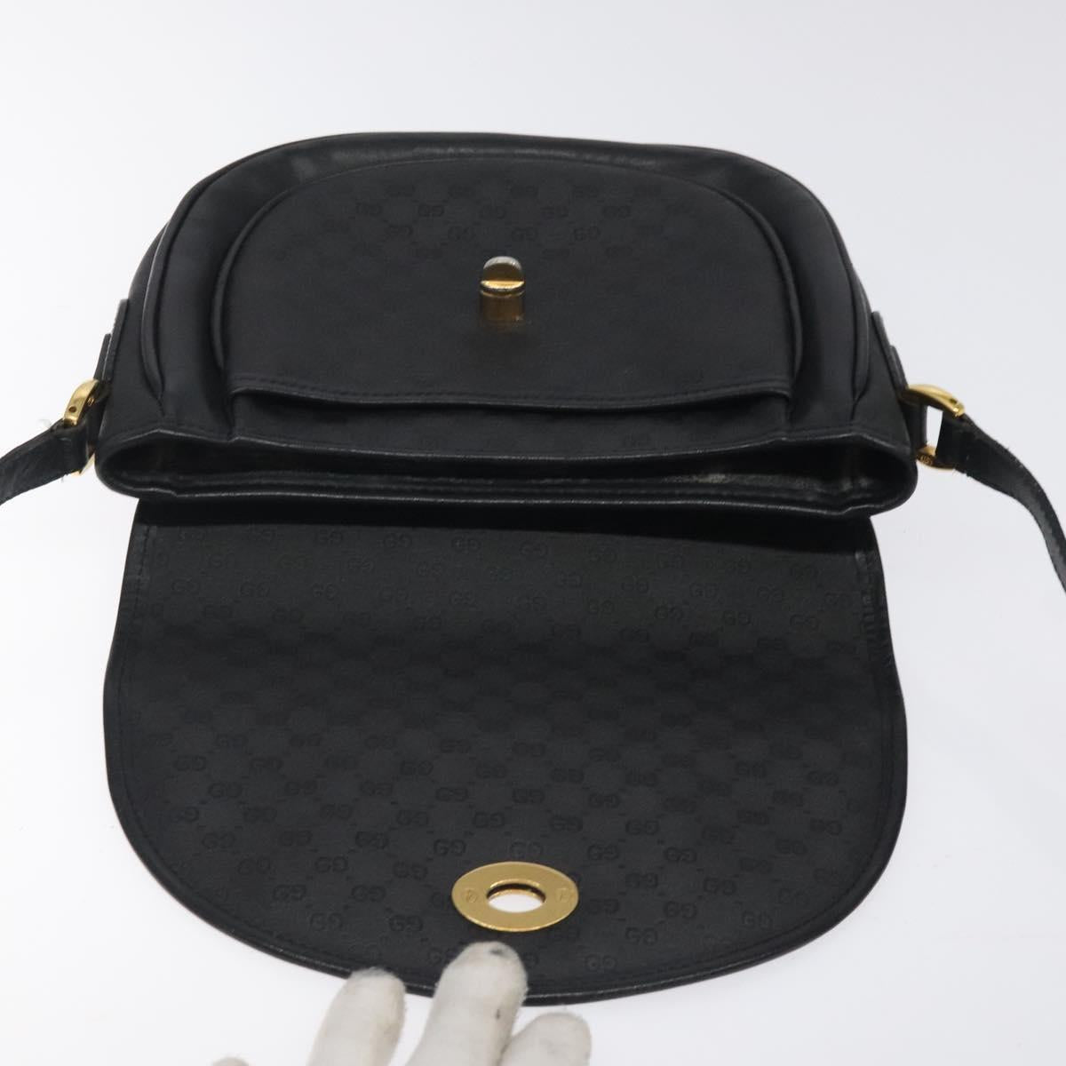 GUCCI Micro GG Canvas Shoulder Bag Black Gold 001 29 0930 Auth 124317