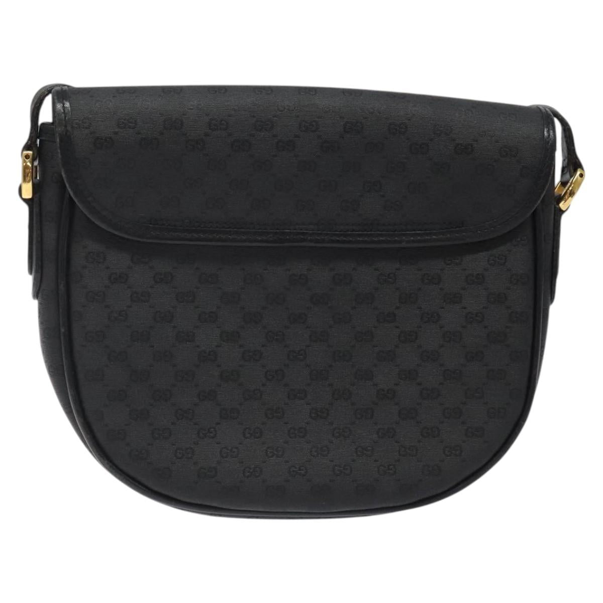 GUCCI Micro GG Canvas Shoulder Bag Black Gold 001 29 0930 Auth 124317